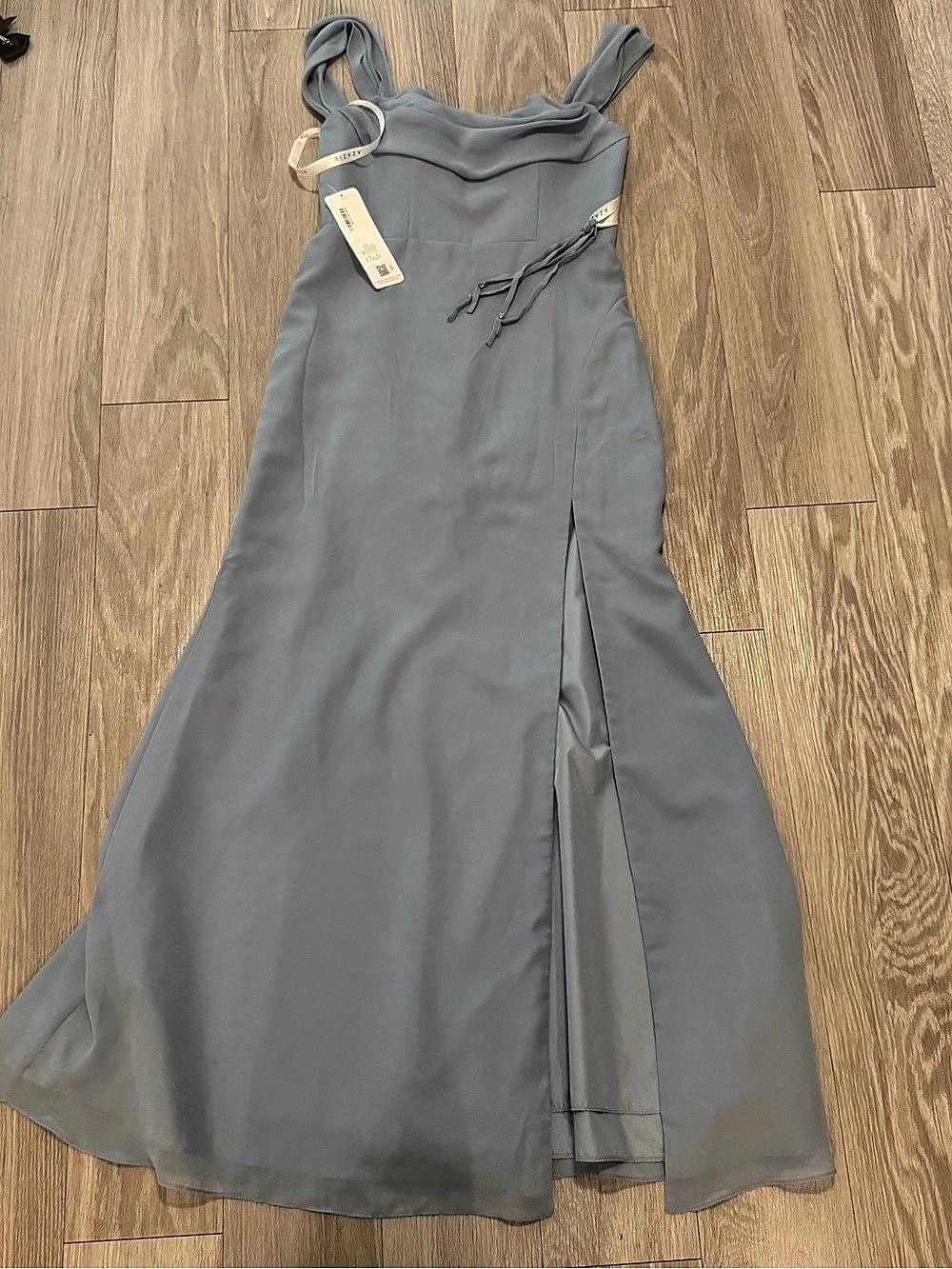 Azazie Mai Maxi Dress in Blue Size Medium
